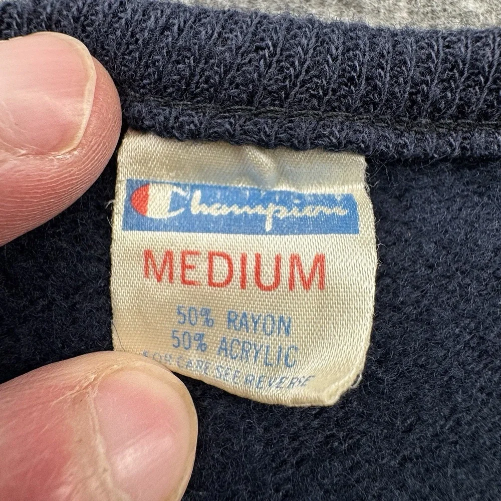 VTG '80s Champion Blue Notre Dame FMen's V Neck Sweater Sz‎ M USA Preppy Ivy